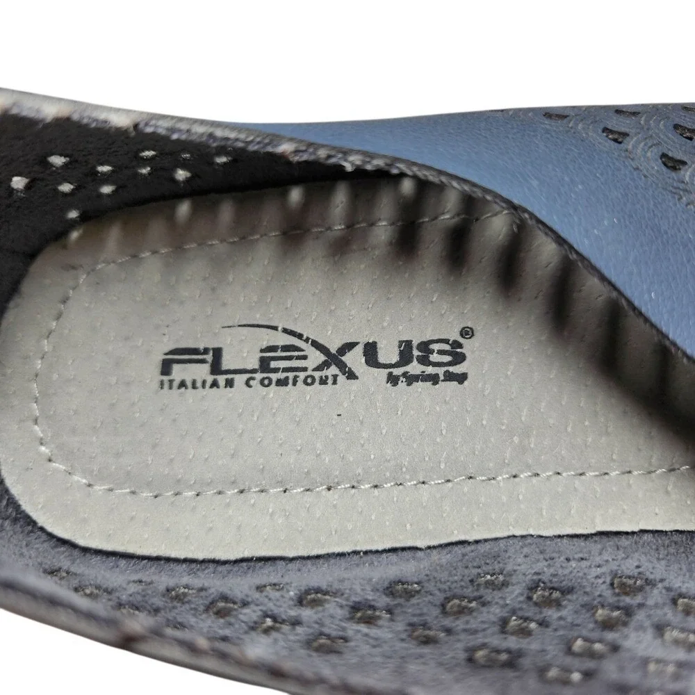 Spring Step Flexus Centrics Slip On Shoe Sneaker Vegan Leather Navy Blue Foam 40
